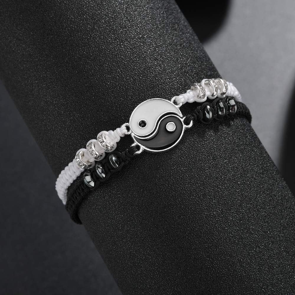 Best Friend Bracelets for 2 Matching Yin Yang Adjustable Cord Bracelet for Bff Friendship Relationship Boyfriend Girlfriend Valentines Gift - Image 3