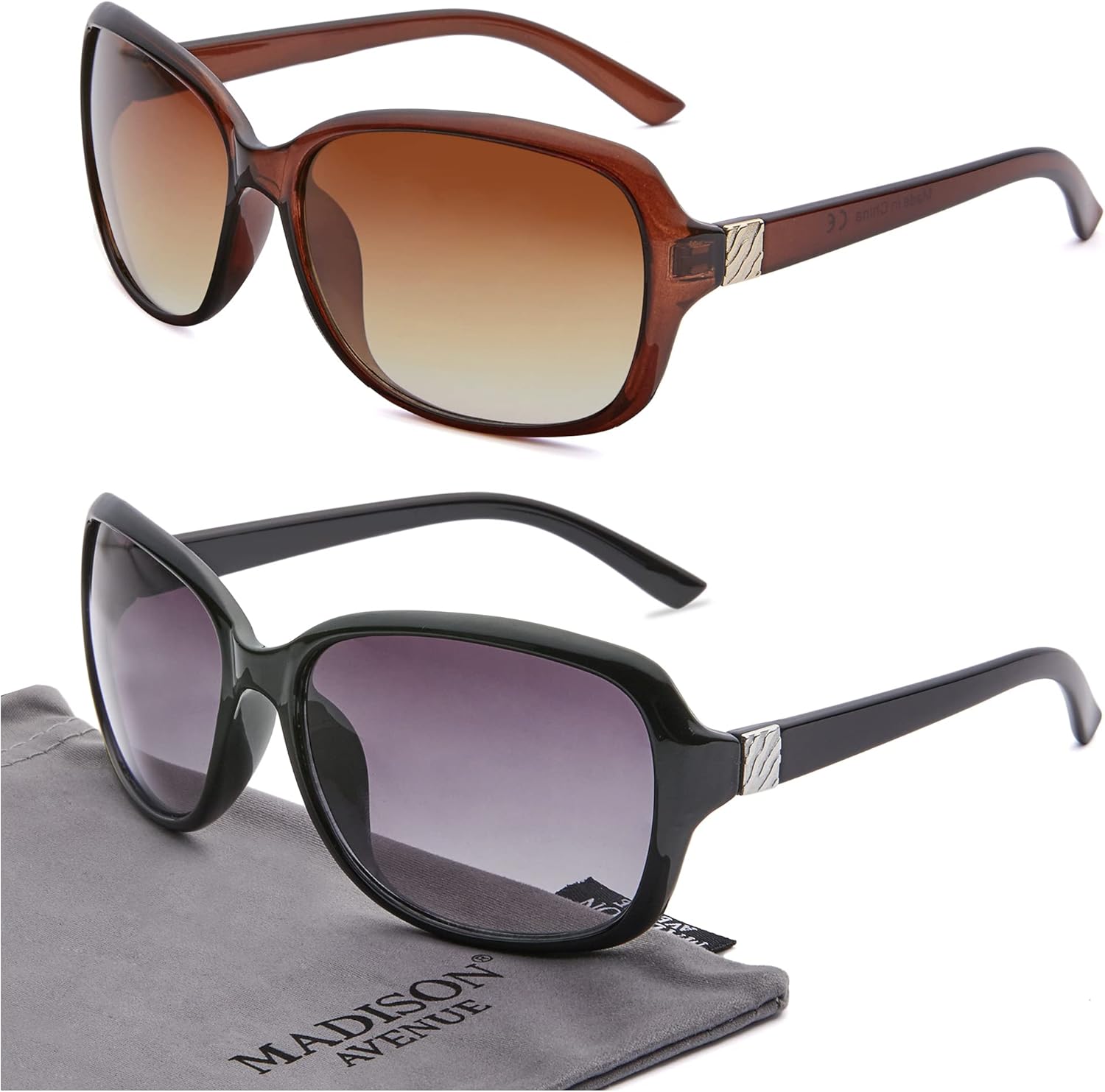 2 Pack Classic Vintage Sunglasses for Women Men,Fashion Sun Shades Glasses with UV400 Protection