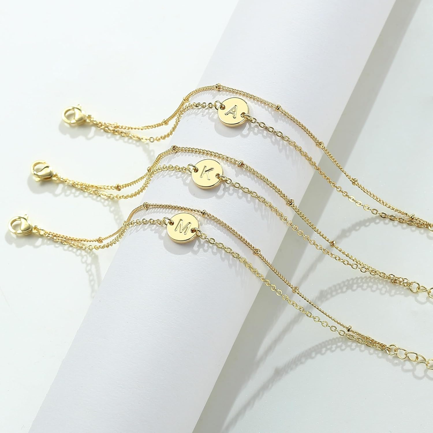 Gold Bracelets for Women Trendy - Mothers Day Gifts 18K Gold Plated Letter Initial Bracelet Dainty Disc Letter D Initial Bracelets for Women Personalized Mothers Day Gifts for Mom From Daughter - Image 6