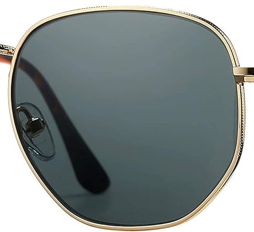 Small Square Sunglasses for Women Men 100% Real Glass Lens Hexagonal Frame