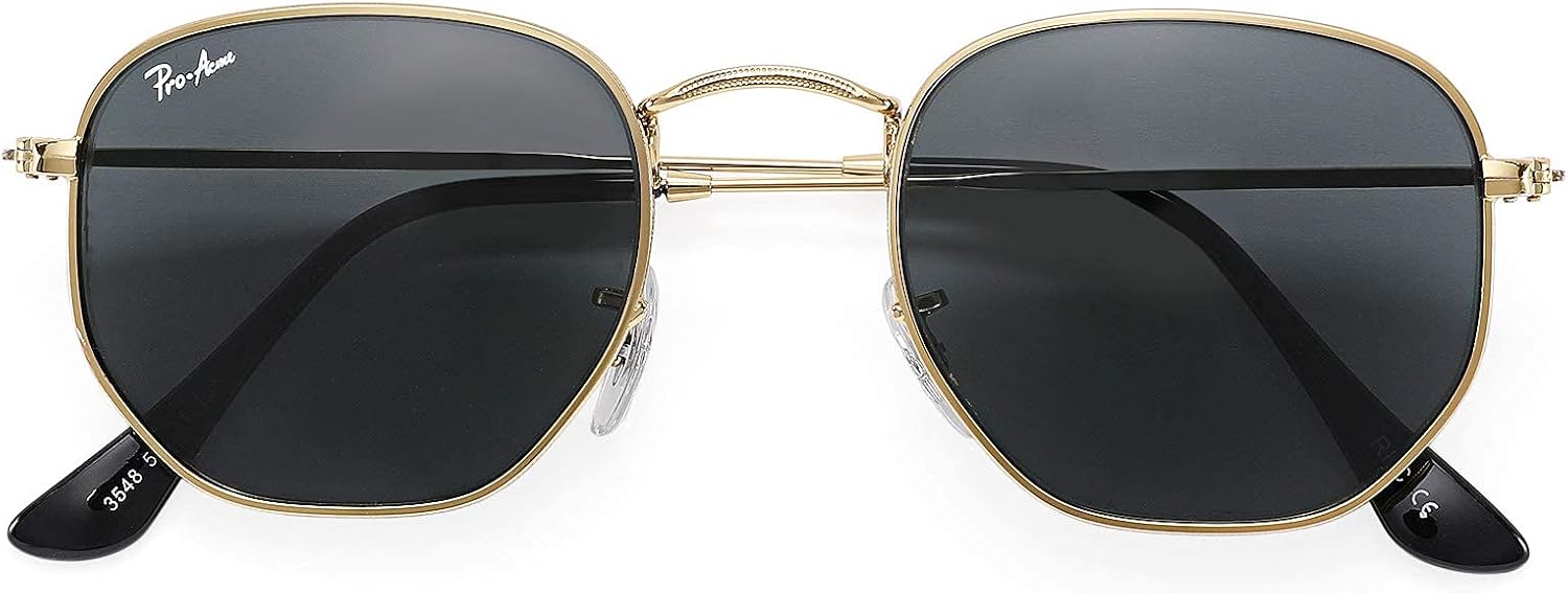 Small Square Sunglasses for Women Men 100% Real Glass Lens Hexagonal Frame - Image 5