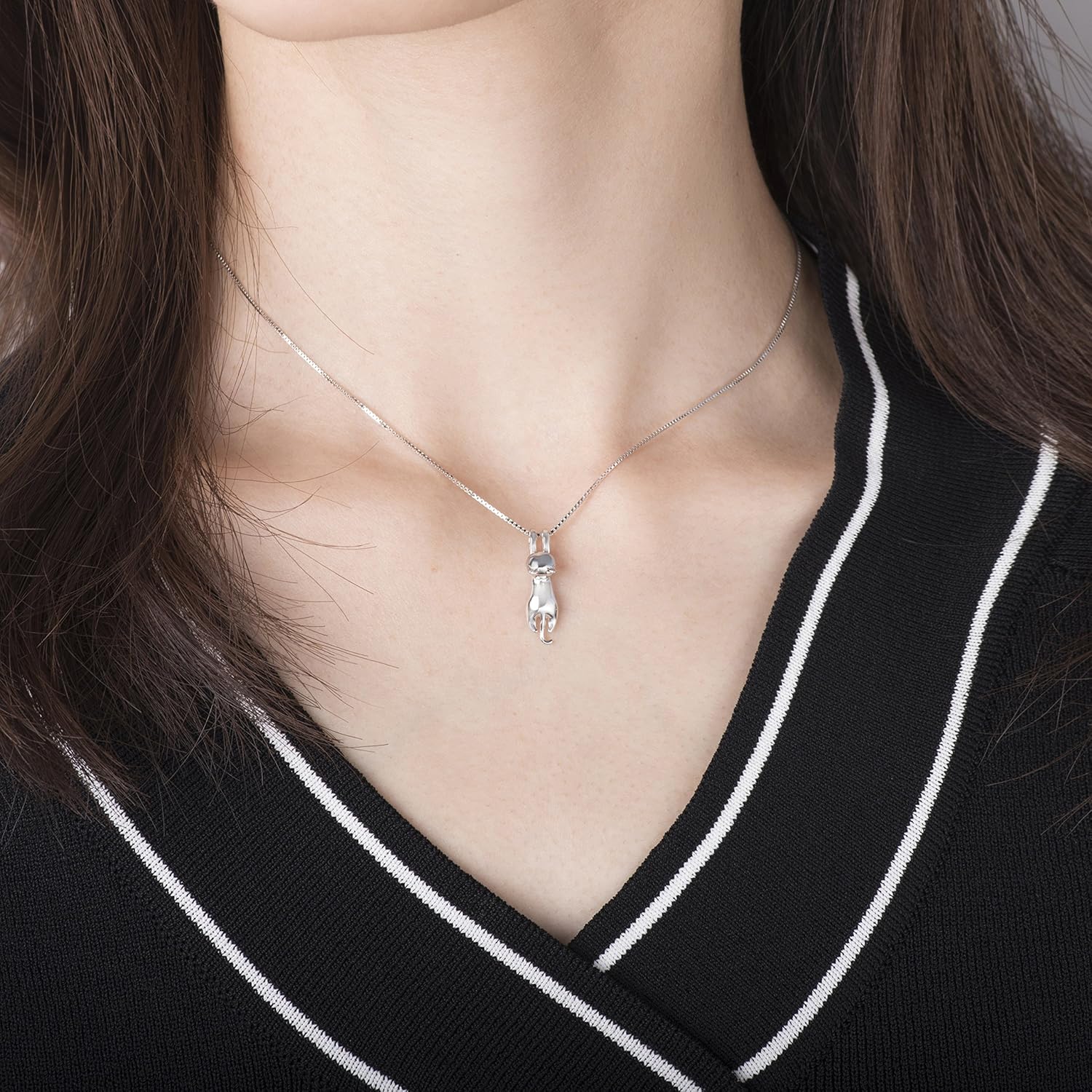 Sterling Silver Cat Necklace - Kitten Jewelry for Women, Cat Mom Gifts - Image 2