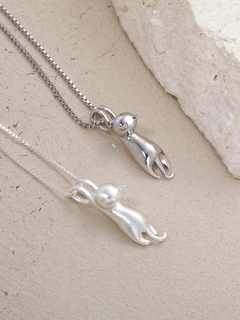 Sterling Silver Cat Necklace - Kitten Jewelry for Women, Cat Mom Gifts - Image 6