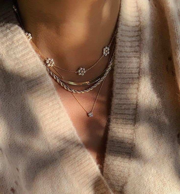 SmileBelle Daisy Pearl Necklace, Dainty Pearl Choker Necklace for Women as Flower Necklace Gift, 14K Gold Plated Stainless Steel Gold Necklaces as Birthday Gifts for Her Daisy Costume Gift - Image 6