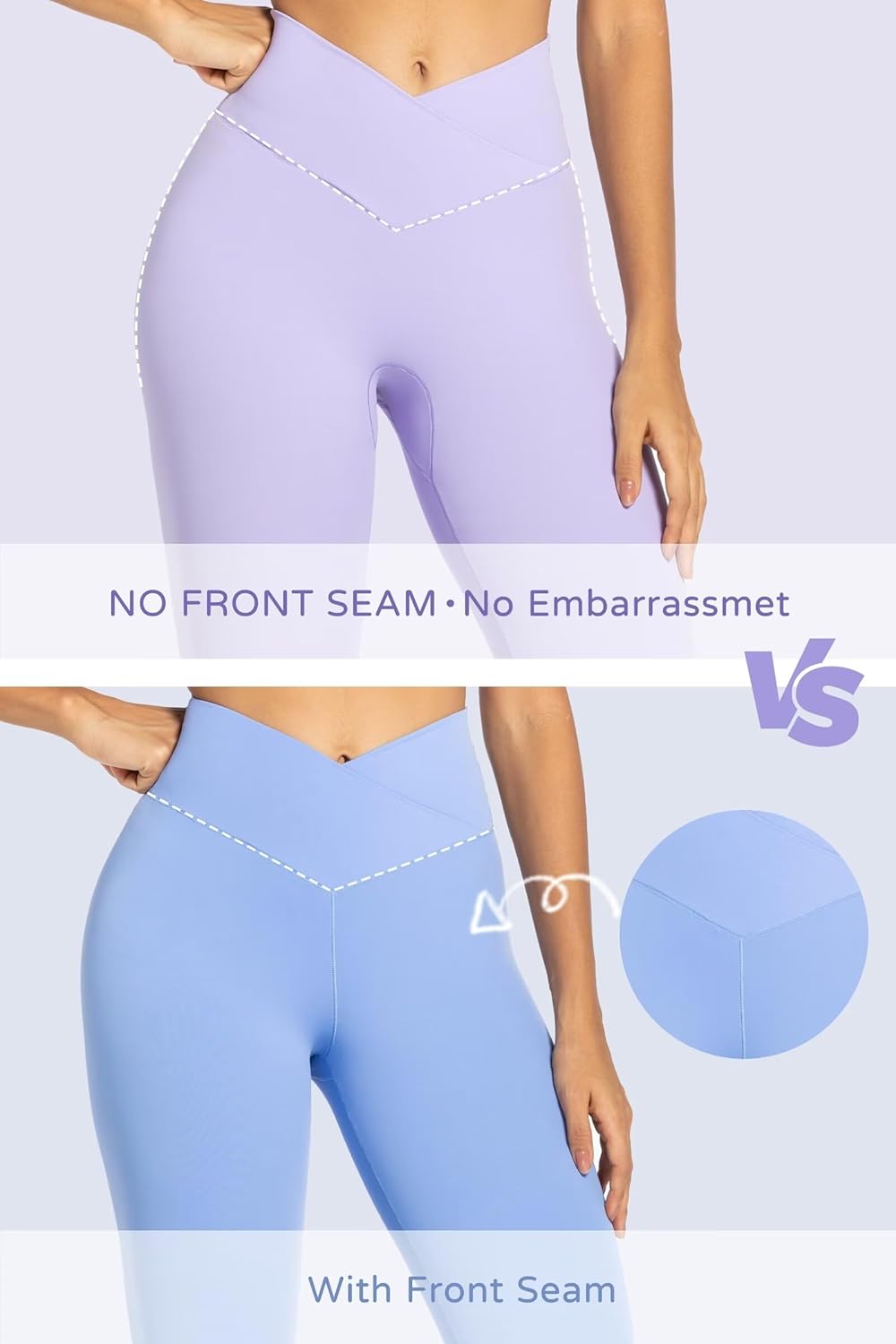 Womens Flare Leggings No Front Seam Flare Yoga Pants with Tummy Control Crossover High Waist and Wide Leg - Image 3